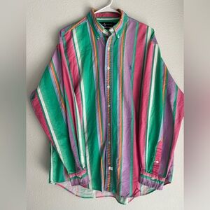 Vintage Men’s Polo Ralph Lauren Colorful Pastel Striped Dress Shirt